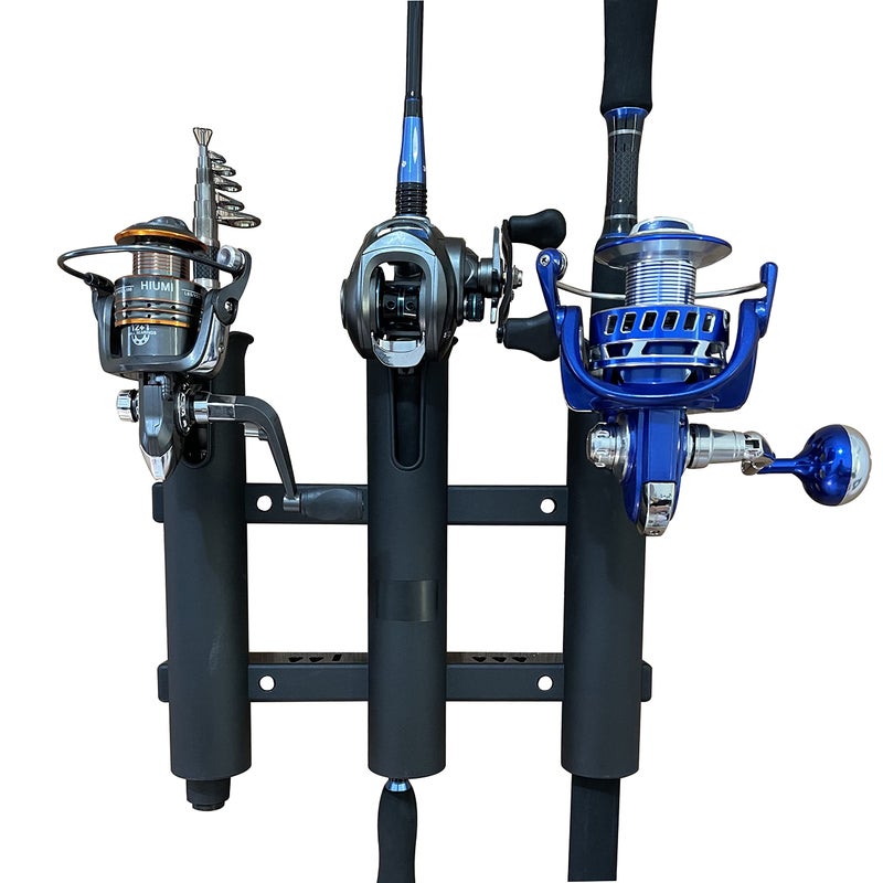 HiUmi Wall Mounted Fishing Rod Holders Tubes Links Fishing Rod Holder Rack Rests (3-pole-black) - Image 4